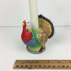 Vtg 1 Single Turkey Ceramic Candle Stick Holder Thanksgiving Autumn Fall Holiday